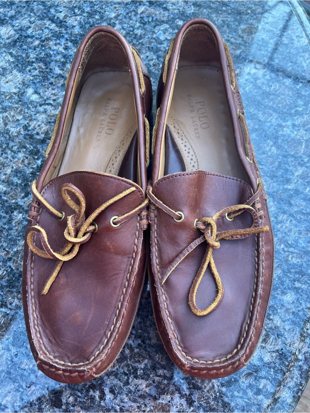 Polo Ralph Lauren Roberts driver Moc loafer leather shoes brown 10.5